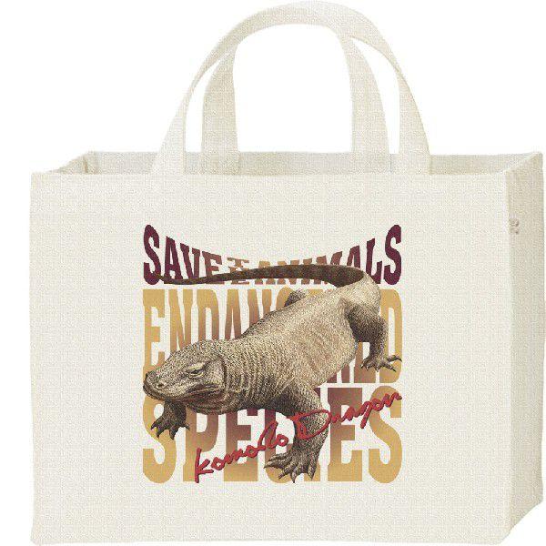 コモドオオトカゲ（絶滅危惧動物）コモドドラゴン/キャンバスバッグ・スクエア　カレッジバッグ | 