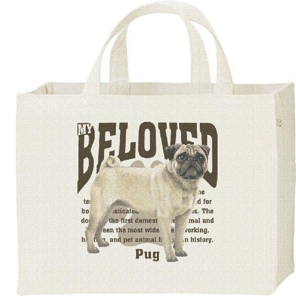 パグ（愛犬シリーズ）/キャンバスバッグ・スクエア　カレッジバッグ | 