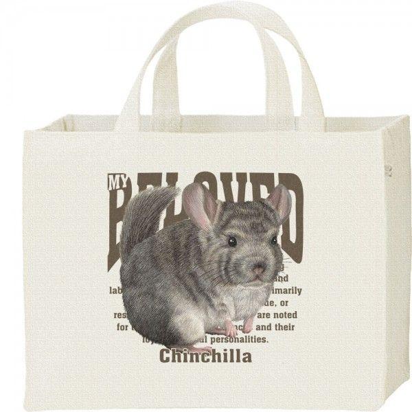 チンチラ（鼠）ねずみ（ペット シリーズ）/キャンバスバッグ・スクエア　カレッジバッグ | 