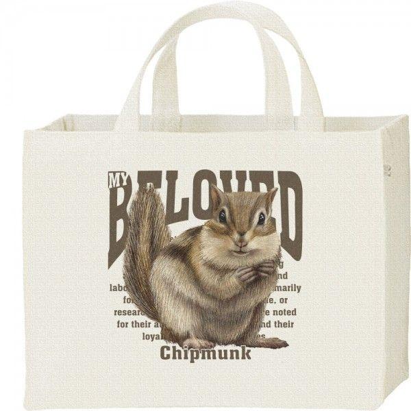 シマリス（栗鼠）りす（ペット シリーズ）/キャンバスバッグ・スクエア　カレッジバッグ | 