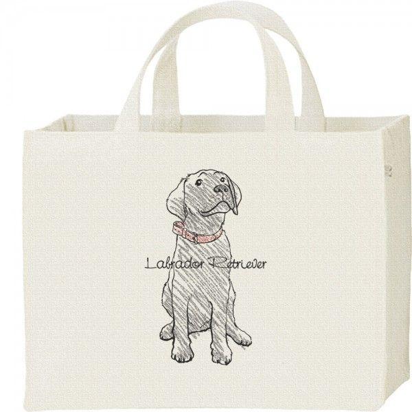 黒ラブラドール レトリバー（クレヨンタッチ）/キャンバスバッグ・スクエア　カレッジバッグ | 