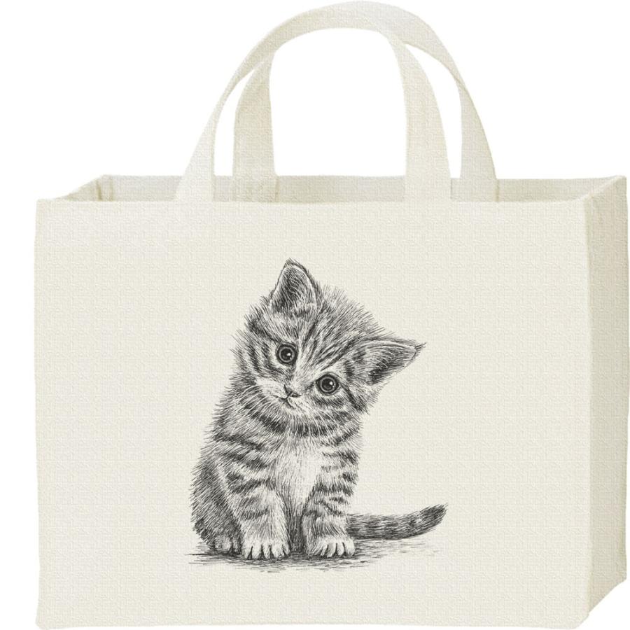 子猫（デッサン風 小猫）/キャンバスバッグ・スクエア　カレッジバッグ | 
