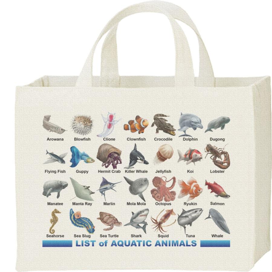 魚類＆水棲生物のリスト/キャンバスバッグ・スクエア　カレッジバッグ | 