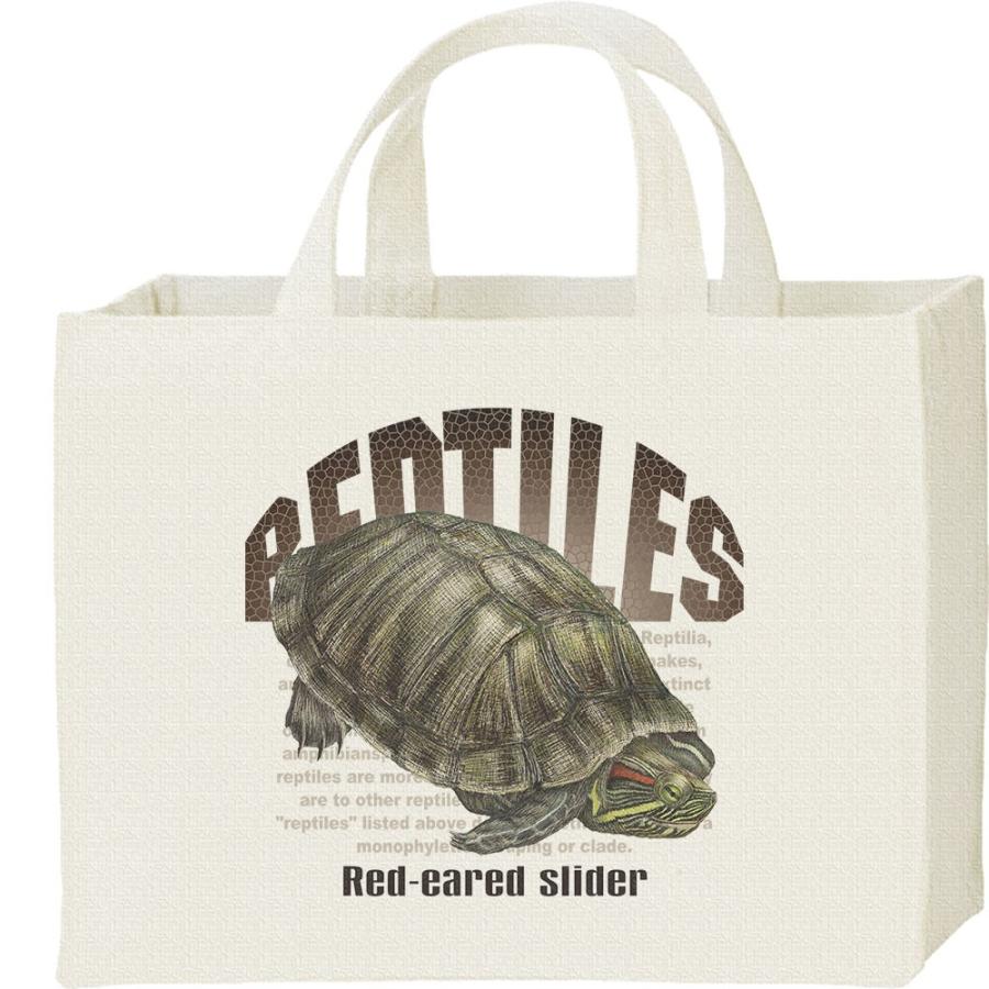 ミシシッピアカミミガメ（亀）爬虫類シリーズ/キャンバスバッグ・スクエア　カレッジバッグ | 