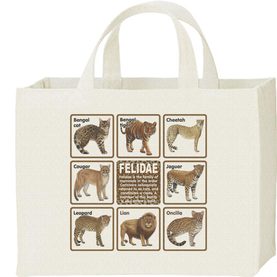 ネコ科の動物たち/キャンバスバッグ・スクエア　カレッジバッグ | 