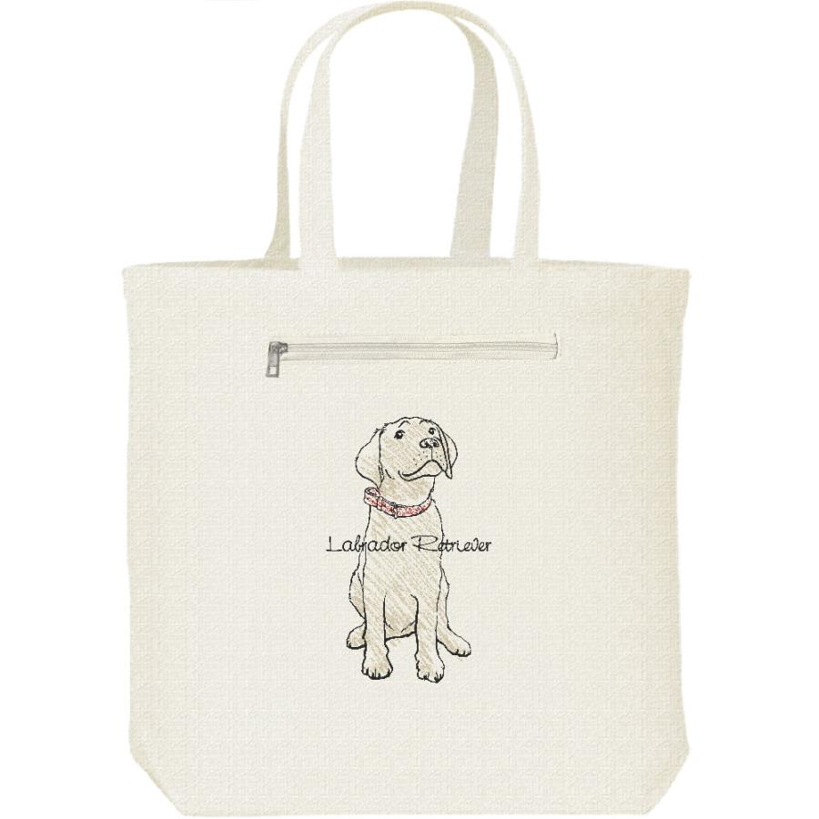 ラブラドール レトリバー（クレヨンタッチ）犬/キャンバス トート バッグ・ファスナー ポケット付 | 