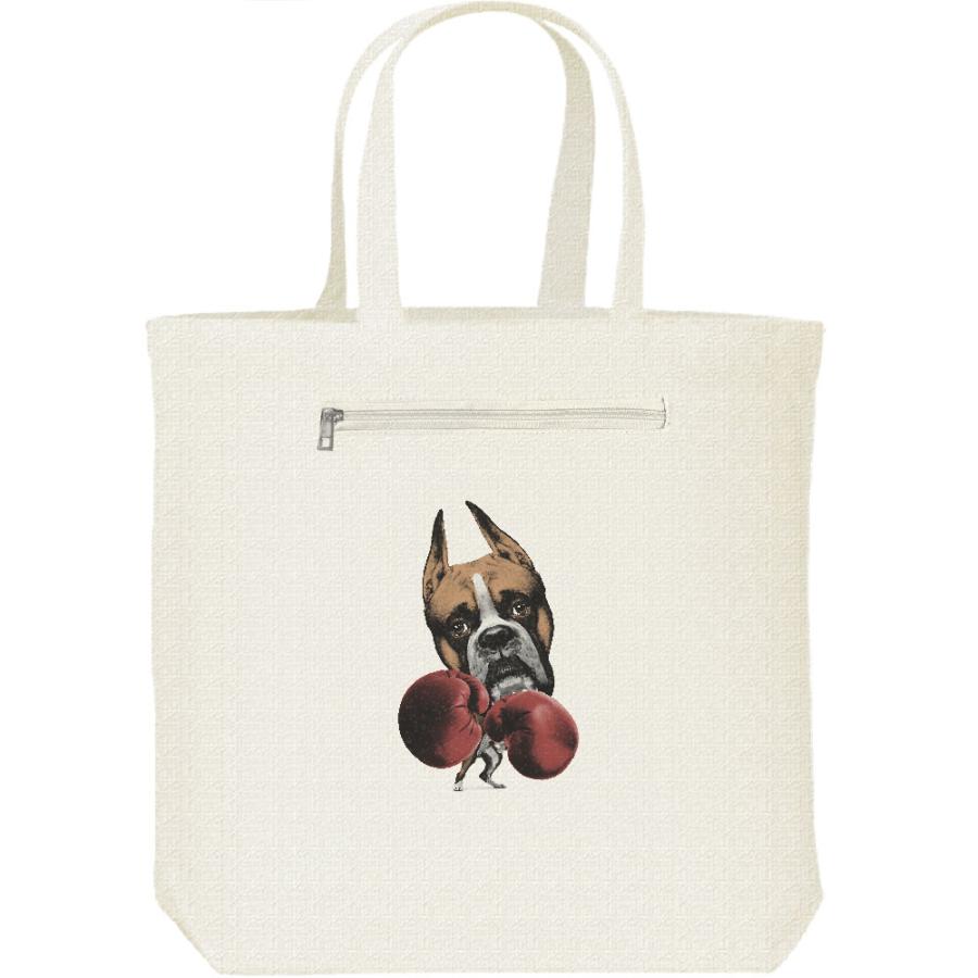 リアルディール・ボクサー（拳闘 犬）/キャンバス トート バッグ・ファスナー ポケット付 | 
