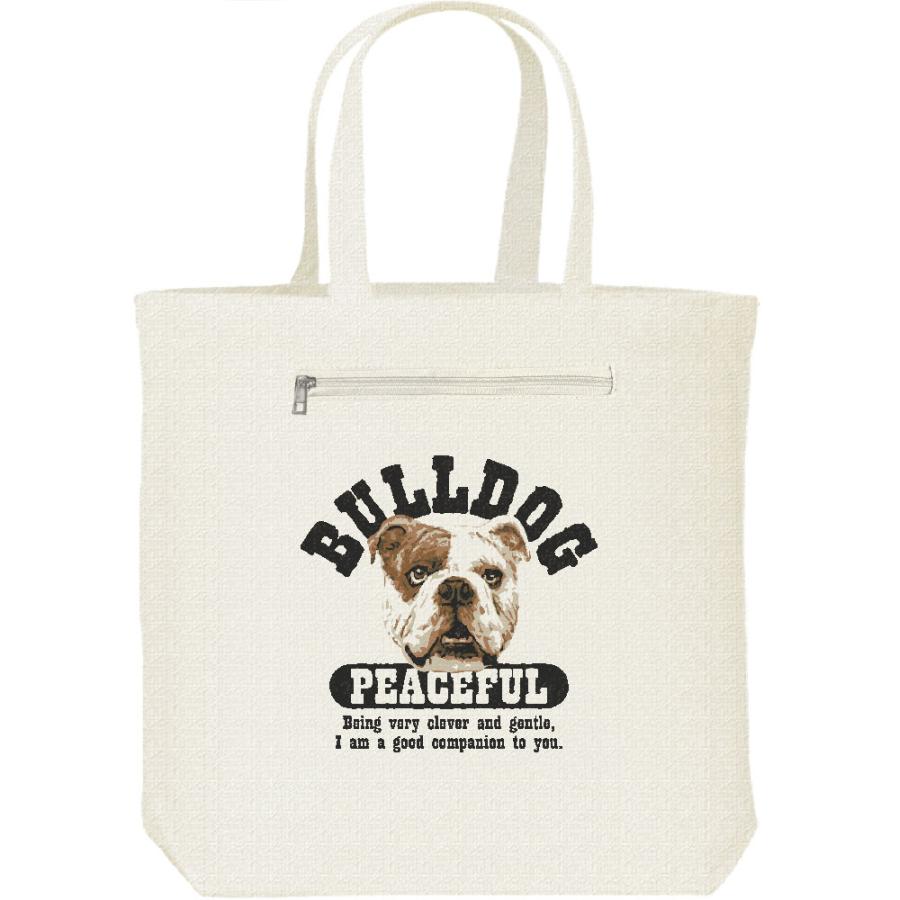穏やかブルドッグ（ぶるどっぐ）/キャンバス トート バッグ・ファスナー ポケット付 | 