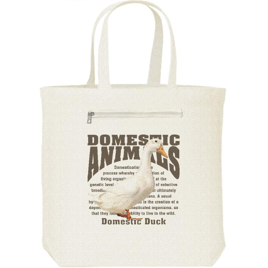 家鴨（アヒル）/飼育動物・家畜/キャンバス トート バッグ・ファスナー ポケット付 | 