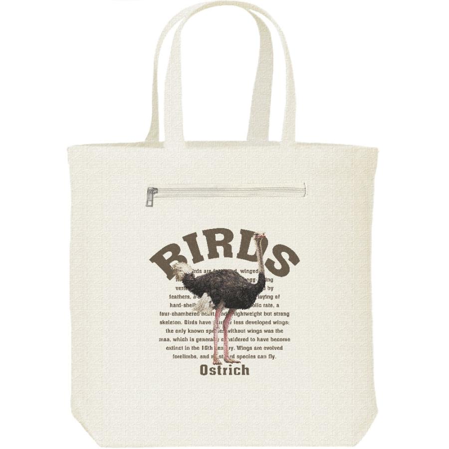 ダチョウ（鳥シリーズ）/キャンバス トート バッグ・ファスナー ポケット付 | 