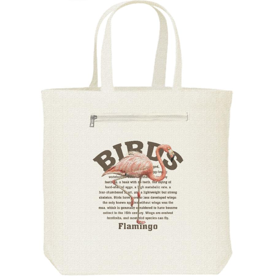 フラミンゴ（鳥シリーズ）/キャンバス トート バッグ・ファスナー ポケット付 | 