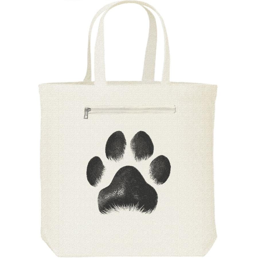 犬の肉球/キャンバス トート バッグ・ファスナー ポケット付 | 