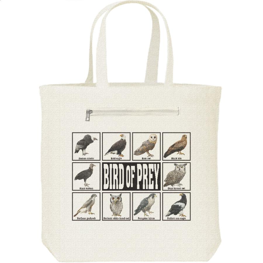 猛禽類/キャンバス トート バッグ・ファスナー ポケット付 | 