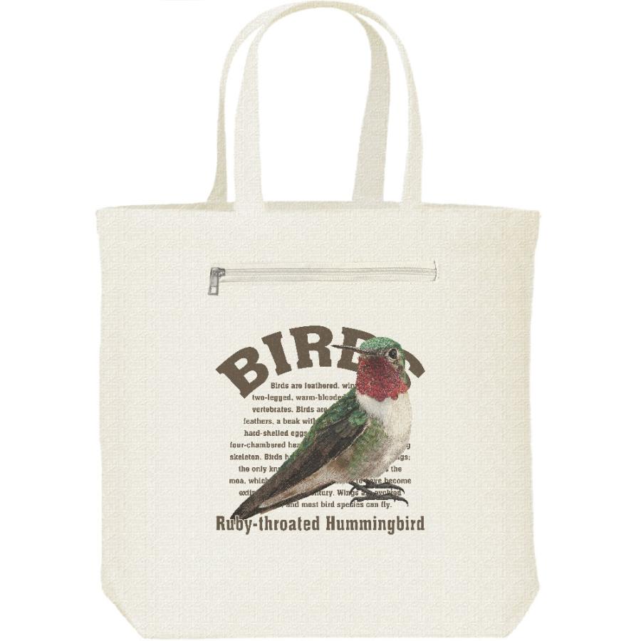 ノドアカ ハチドリ（喉赤蜂鳥）鳥シリーズ/キャンバス トート バッグ・ファスナー ポケット付 | 