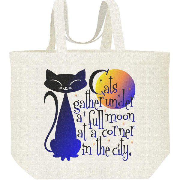 満月と猫（黒ネコ）/キャンバスバッグ・L　エコバッグ | 