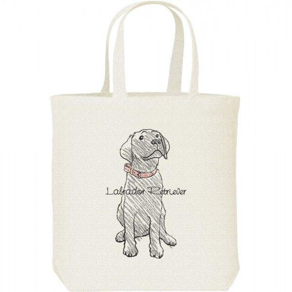 黒ラブラドール レトリバー（クレヨンタッチ）/キャンバスバッグ・M　トートバッグ | 