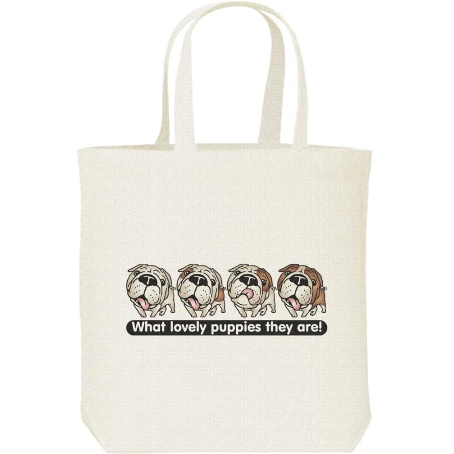 ブルドッグ4兄弟（子犬）/キャンバスバッグ・M　トートバッグ | 