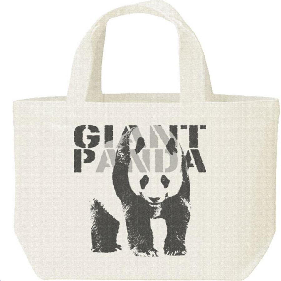 ジャイアント・パンダ（モノトーン動物柄）ぱんだ/キャンバスバッグ・S　ランチバッグ | 