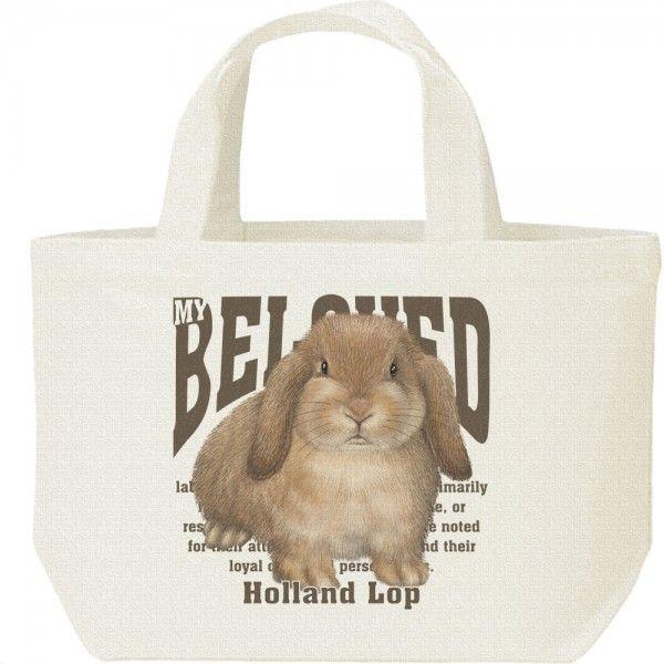 ホーランド ロップ イヤー（兎）ウサギ（ペット シリーズ）/キャンバスバッグ・S　ランチバッグ | 