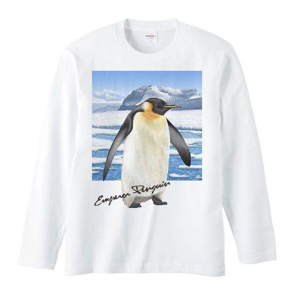 ペンギン ＋背景（皇帝ぺんぎん）/長袖Ｔシャツ | 