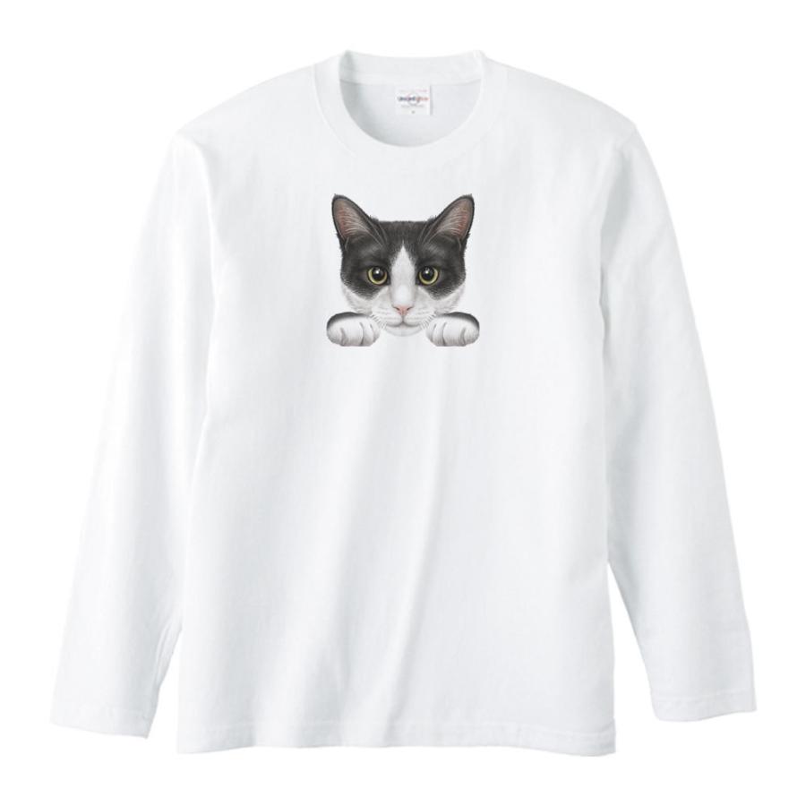 猫の顔・白黒猫/長袖Ｔシャツ | 