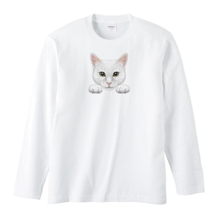 猫の顔・白猫/長袖Ｔシャツ | 