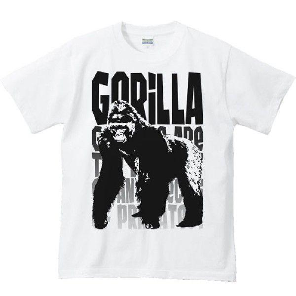 ゴリラ（モノトーン動物柄）ごりら/半袖Ｔシャツ　　 |  | 01