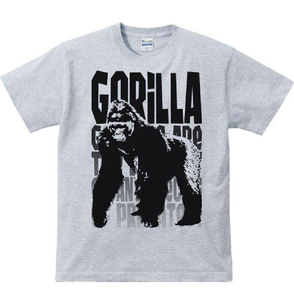 ゴリラ（モノトーン動物柄）ごりら/半袖Ｔシャツ　　 |  | 03