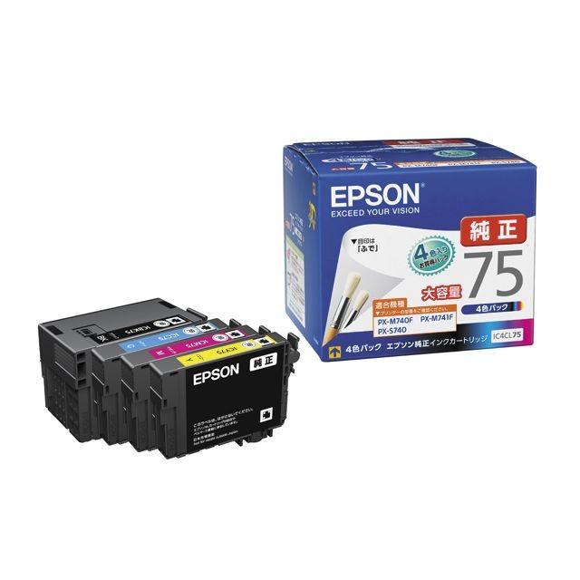 (取り寄せ品)EPSON 純正インク IC75 インクカートリッジ 大容量 4色セット IC4CL75 PX-M740F PX-M740FC6 PX-M740FC7 PX-M740FC8｜printus