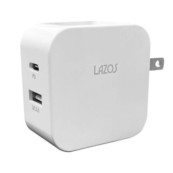 Lazos USB-A + Type-C ポート 2口 AC充電器 L-AC-CA 急速充電 18W iPhone 電源アダプター PD 1年保証 ホワイト｜printus｜02