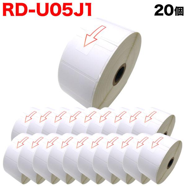 ブラザー用 RDロール プレカット紙ラベル (感熱紙) RD-U05J1 互換品 50mm×30mm 蛍光増白剤不使用 2167枚入り 20個セット