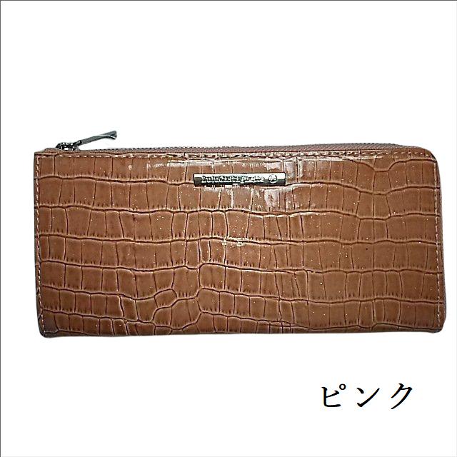 LuluCastagnetteルルカスタネット クロコ型押し L字ファスナー長財布