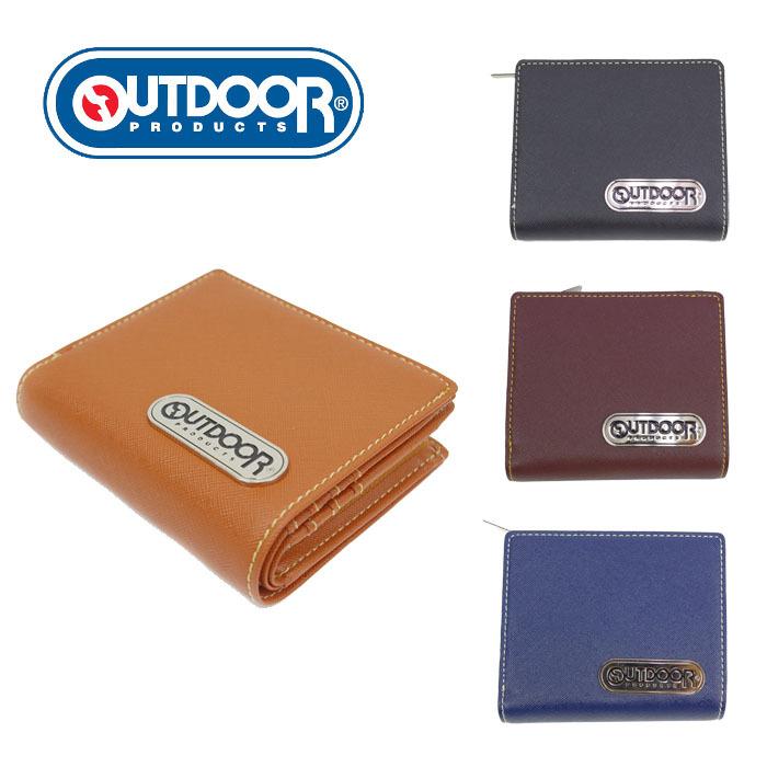アウトドア 二つ折り財布 メンズ コンパクト 角シボ L字ファスナー