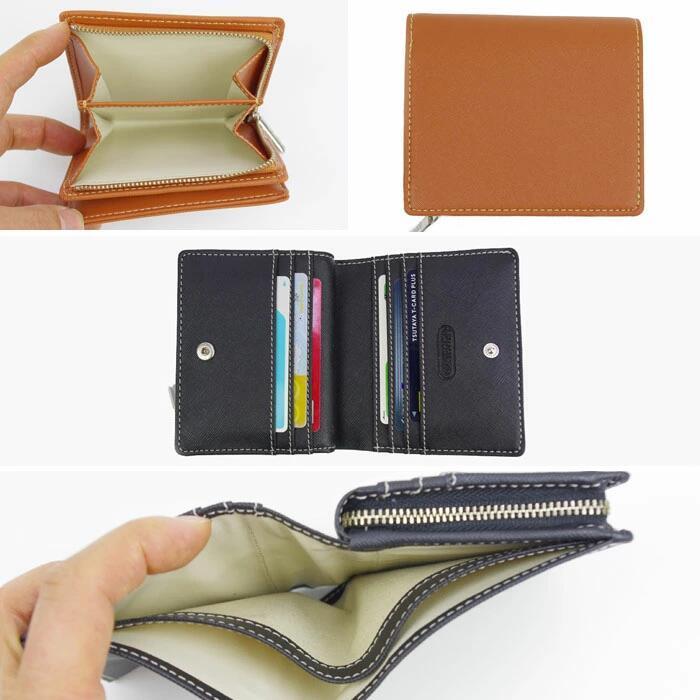 アウトドア 二つ折り財布 メンズ コンパクト 角シボ L字ファスナー