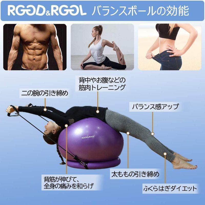 Rggd Rggl 65cm バランスボール フィットネスボール 厚い固定リング付き 環境にやさしいエクササイズボール アンチバーストヨガボ バランス クッション