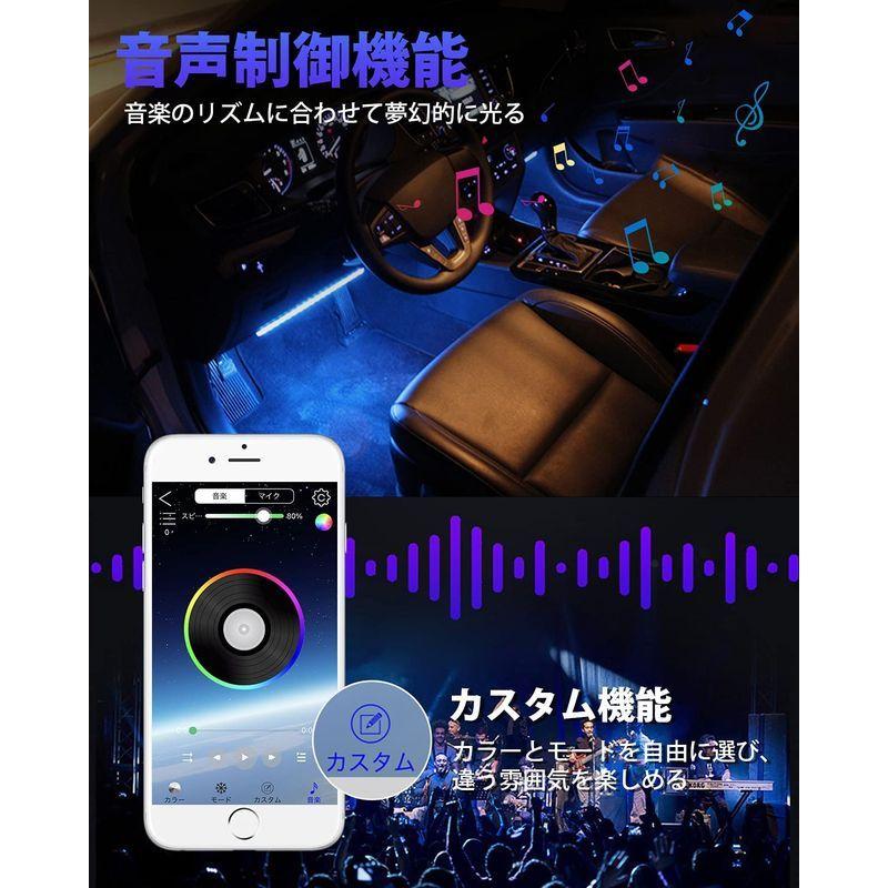 Bordan Ledテープライト 車用 Rgb フットランプ 12v フットライト 防水 音声制御 車内装飾 足元灯 App Rf制御 4x グリップ バーテープ Www Finstart Hr