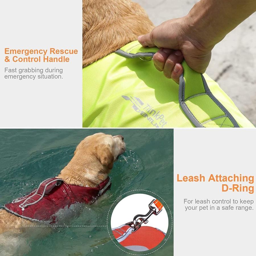 Thinkpet ペットライフジャケット 水泳用ライフジャケット 高密度 水遊び 浮力が優れる 犬の安全に守る M グリーン 小物 アクセサリー Www Trendypooches Com