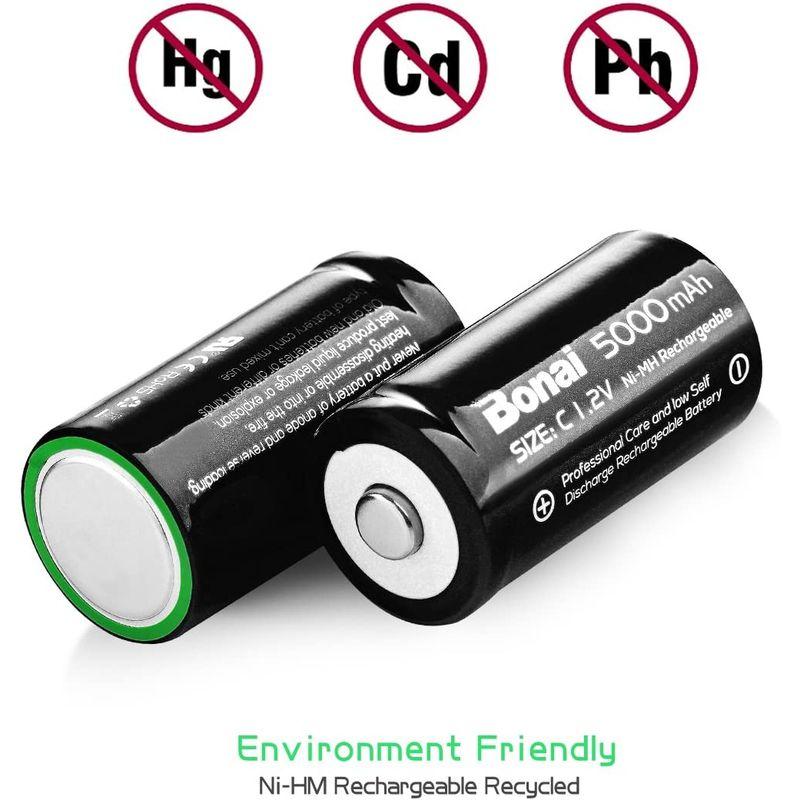 BONAI 単2形充電池 高容量 5000mAh 充電式ニッケル水素電池 単一電池 充電式電池 4本入り 単二充電池セット 液漏れ防止 約1  :20220410233503-00763:PRIOR - 通販 - Yahoo!ショッピング