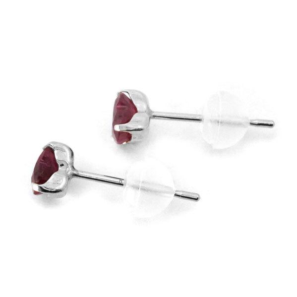 K10ホワイトゴールド K10WG製 4mm ハート ルビー ラップド in スタッド 