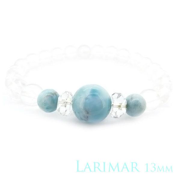 ラリマー 13mm 水晶 天然石 ブレスレット healing ブルー系 