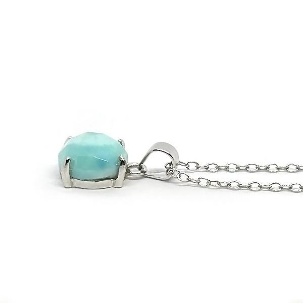 ラリマー ラウンド カット カボッション 8mm ペンダント トップ ブルー 