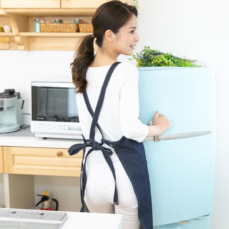 デニムエプロン おしゃれ 保育士 エプロン 刺繍 綿 胸当て インディゴ