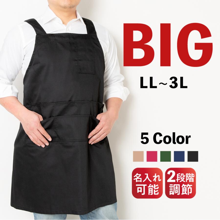 エプロン 大人 おしゃれ 大きいサイズ 2L LL XL ネイビー 紺 保育士 通販