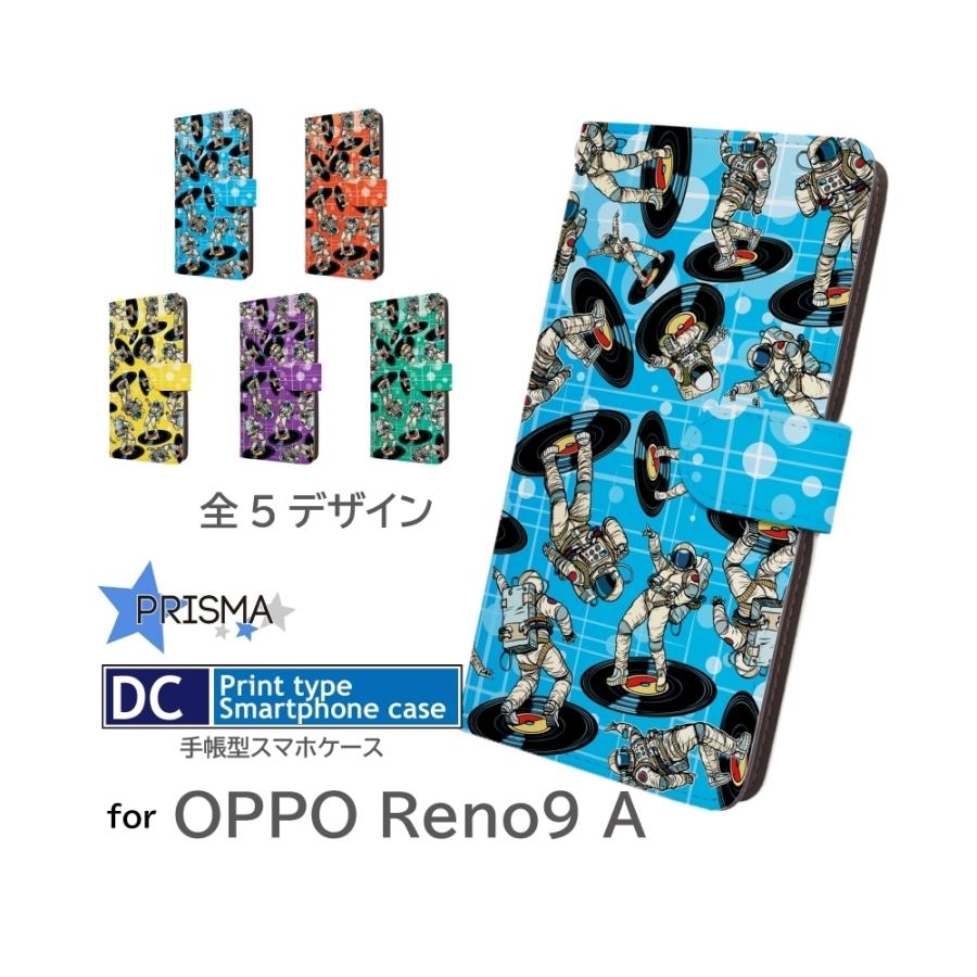 OPPO Reno9 A ケース 宇宙飛行士 レコード オッポ A301OP 手帳型