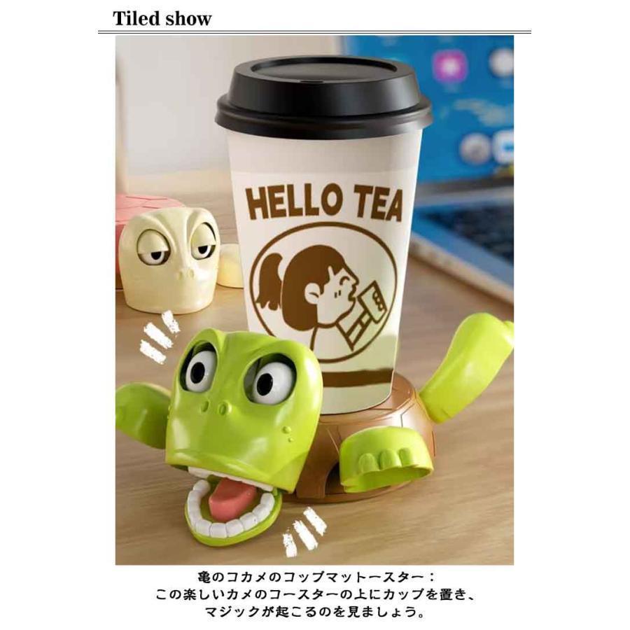 2個セット コースター 面白いタートルコースター 亀コースター カメのコップマット オープンアイドタートルティーコースター 3Dプリントカップホルダー |  | 08