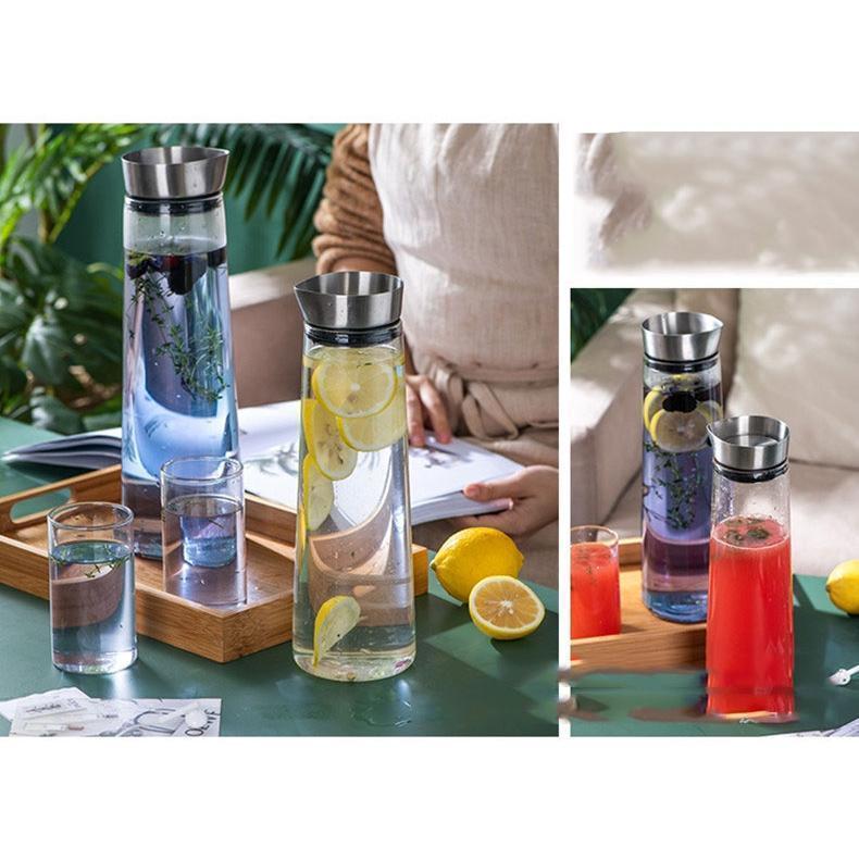 ガラス ピッチャー 蓋付き 1リットル 麦茶ポット 耐熱 食洗器対応 洗いやすい ポケット 水差し ボトル スリム 冷茶 ジャグ ウォーターピッチャー |  | 03