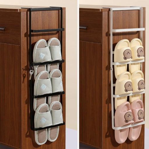 室内収納 シューズラック 玄関収納 スリッパラック 壁掛け式 4段 引っ掛け式スリッパラック フック付き 大容量 安定性 省スペース 取り付け簡単 穴開け不要 省ス |  | 07