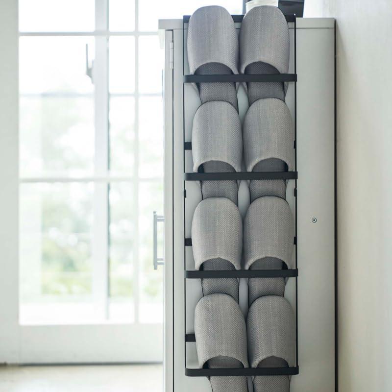 室内収納 シューズラック 玄関収納 スリッパラック 壁掛け式 4段 引っ掛け式スリッパラック フック付き 大容量 安定性 省スペース 取り付け簡単 穴開け不要 省ス |  | 08