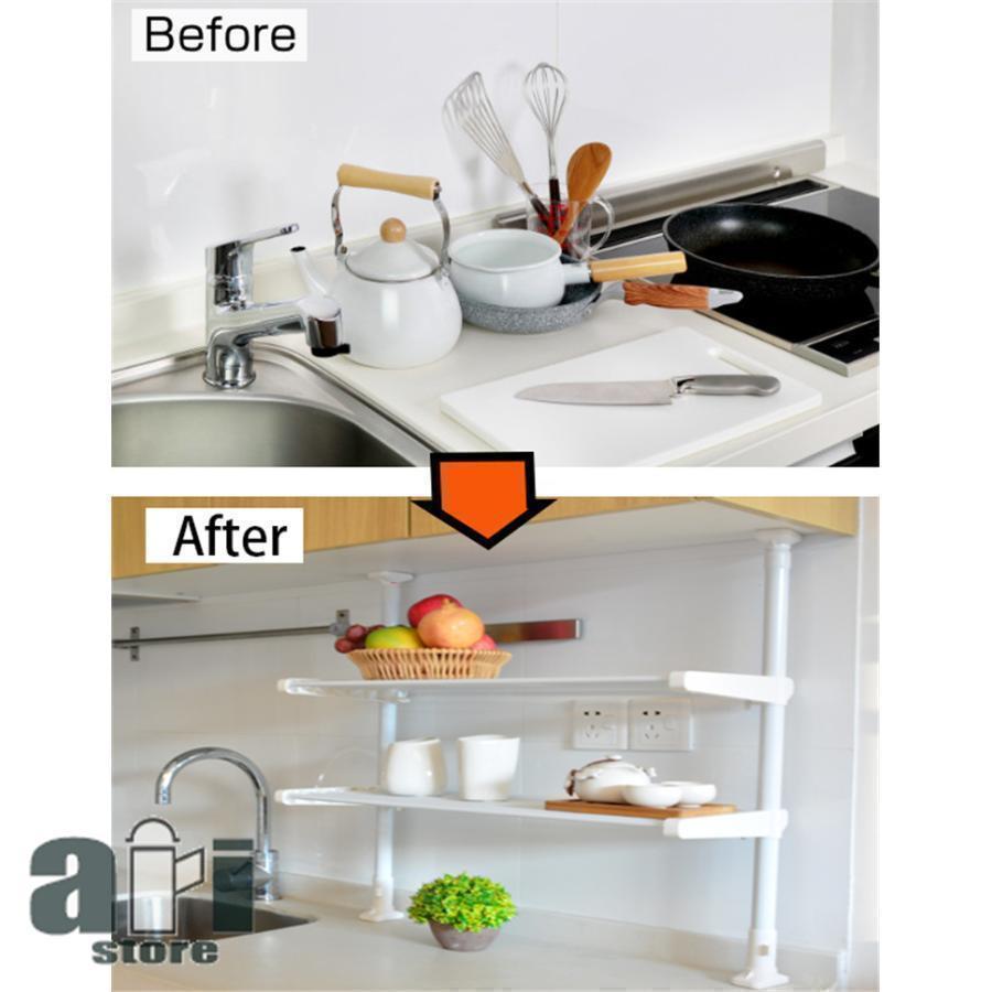 キッチンラック 突っ張りラック 突っ張り収納 幅40cm高さ68~110cm調整パイプラック２段 突っ張り棚 つっぱりラック つっぱり収納 自由伸縮 |  | 01