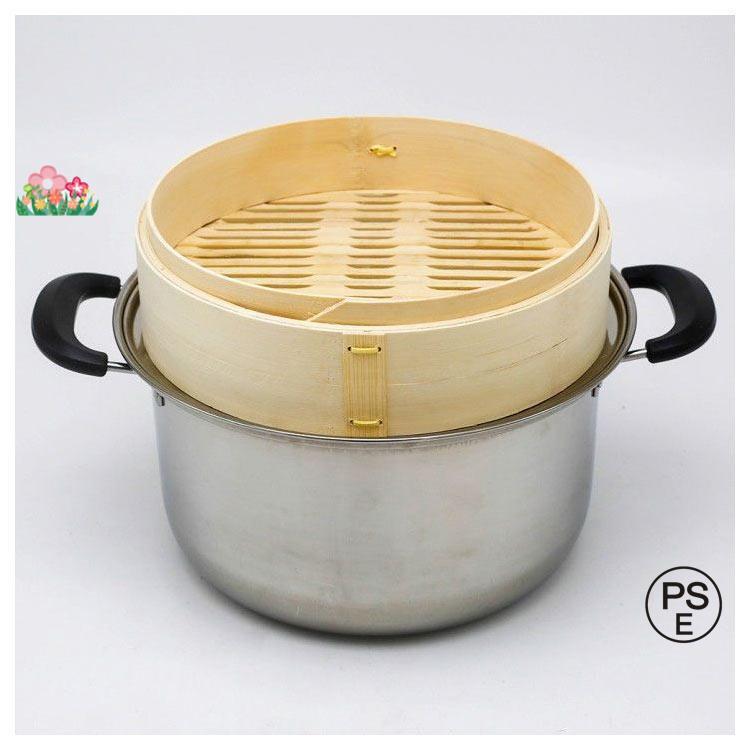竹 せいろ 中華せいろ 21cm 24cm 27cm 竹セイロ 鍋セット せいろ身×2 ふた×1 蒸し板×1 ステンレス鍋×1 IH対応 蒸籠 セイロ |  | 13